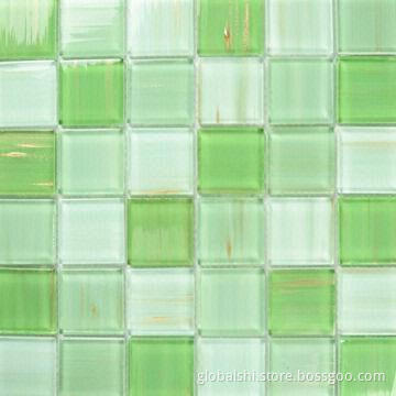 Crystal Glass Mosaic Tiles with Light Green Mix Color, 300 x 300mm, 23 x 23mm Unite Size